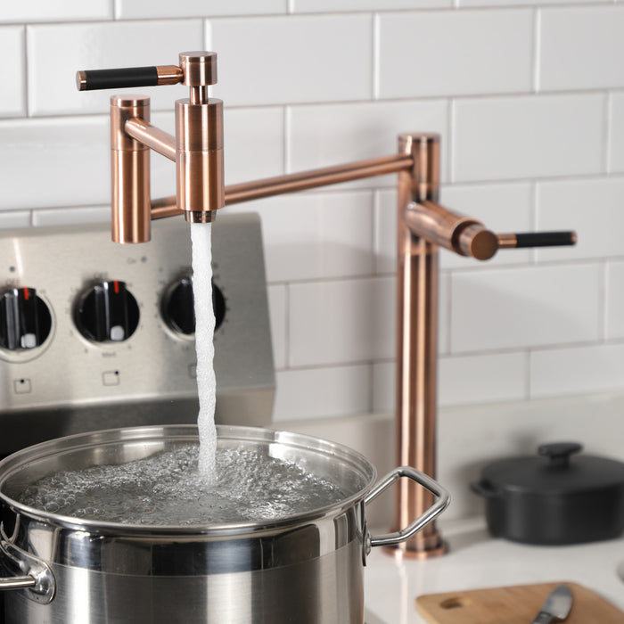 Kaiser KS870DKLAC Two-Handle 1-Hole Deck Mount Pot Filler, Antique Copper