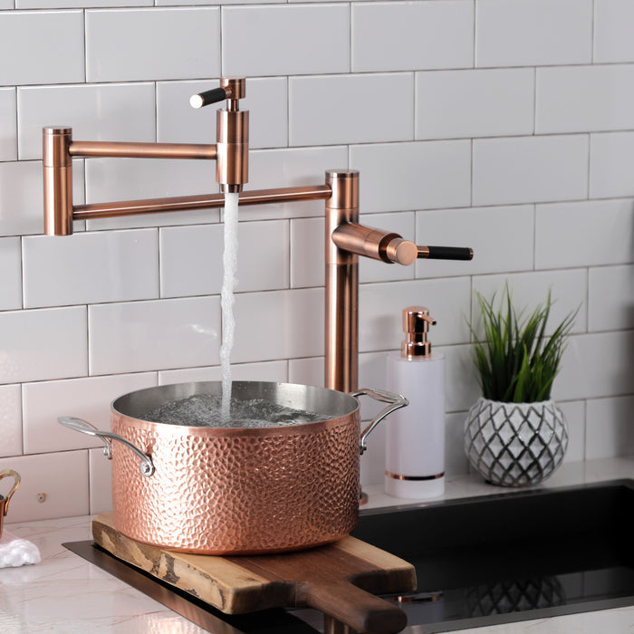 Kaiser KS870DKLAC Two-Handle 1-Hole Deck Mount Pot Filler, Antique Copper