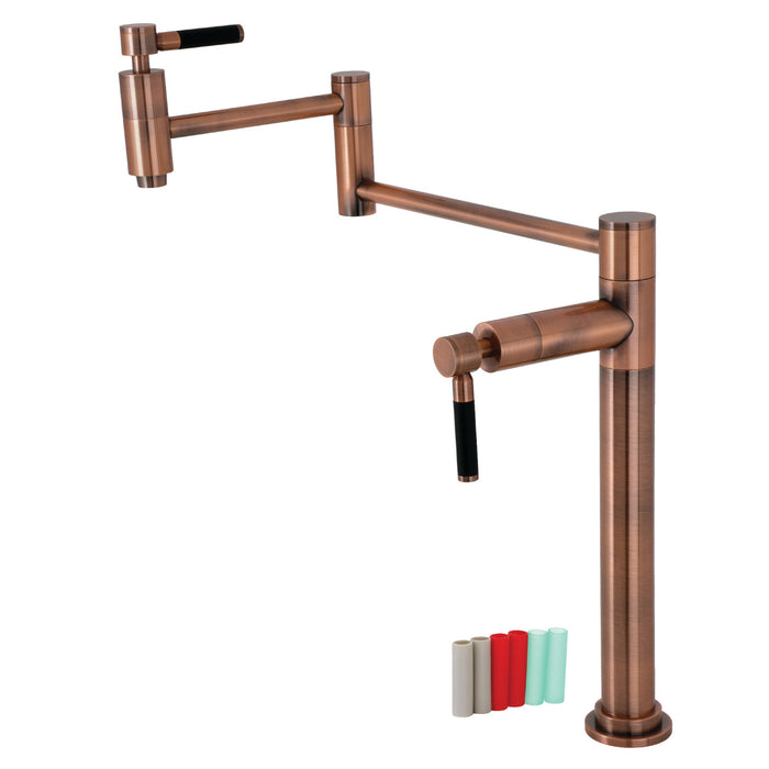 Kaiser KS870DKLAC Two-Handle 1-Hole Deck Mount Pot Filler, Antique Copper