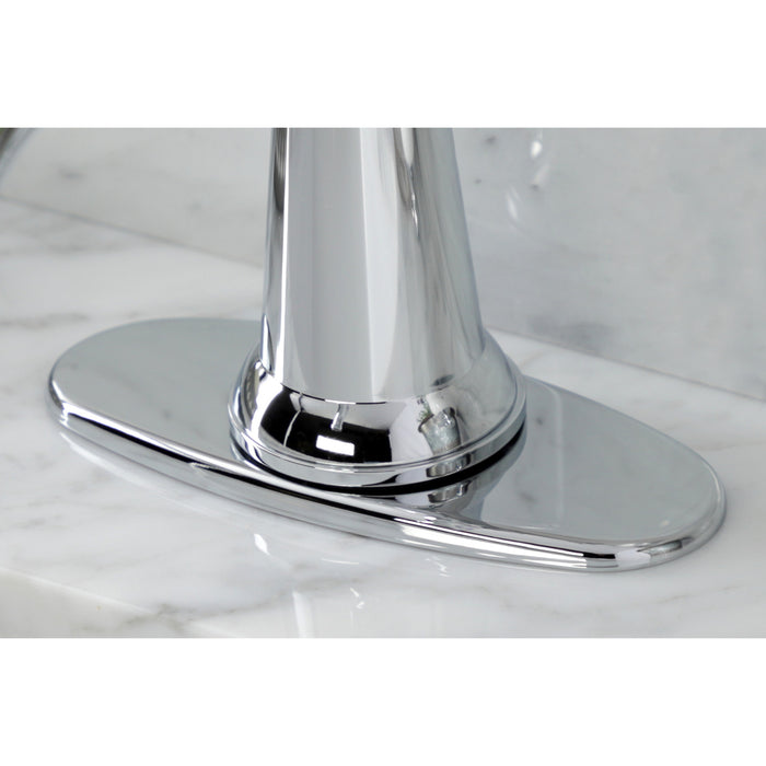 Nautical KSD154BXCP One-Handle 1-Hole Bathroom Faucet with Deck Plate and Push Pop-Up Drain, Polished Chrome