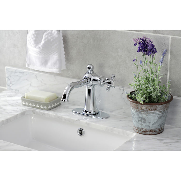 Nautical KSD154BXCP One-Handle 1-Hole Bathroom Faucet with Deck Plate and Push Pop-Up Drain, Polished Chrome