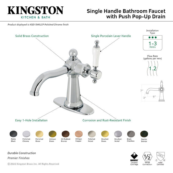 Kingston Brass KS154KLPB Nautical Bathroom Faucet, Polished Brass 4.5 x  6.31 x 8.81 