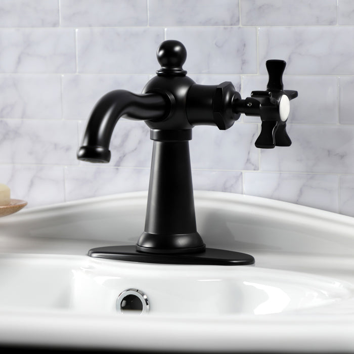 Hamilton KSD3540NX One-Handle 1-Hole Bathroom Faucet with Deck Plate and Push Pop-Up Drain, Matte Black