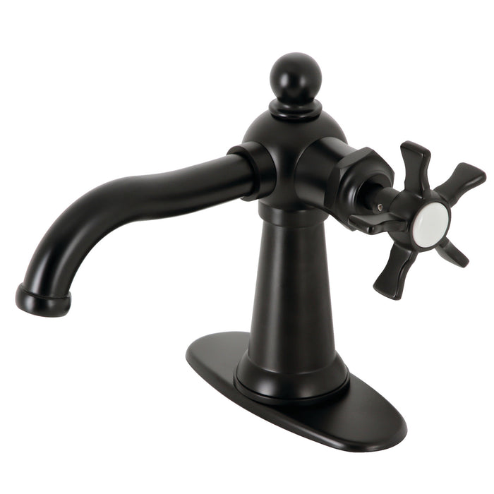 Hamilton KSD3540NX One-Handle 1-Hole Bathroom Faucet with Deck Plate and Push Pop-Up Drain, Matte Black