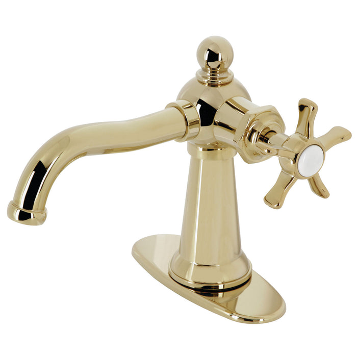 Hamilton KSD3542NX One-Handle 1-Hole Bathroom Faucet with Deck Plate and Push Pop-Up Drain, Polished Brass