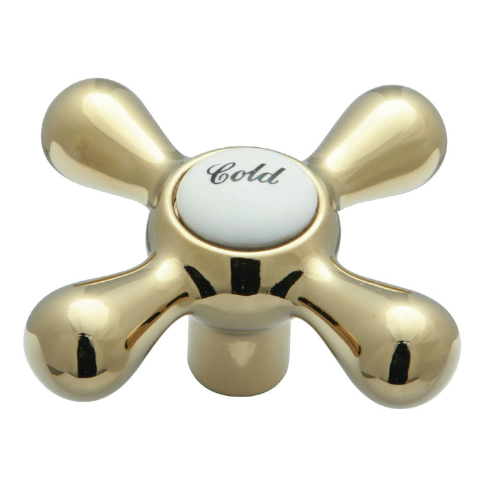 KSH213PBC Zinc Alloy Cross Handle (Cold Side), Polished Brass