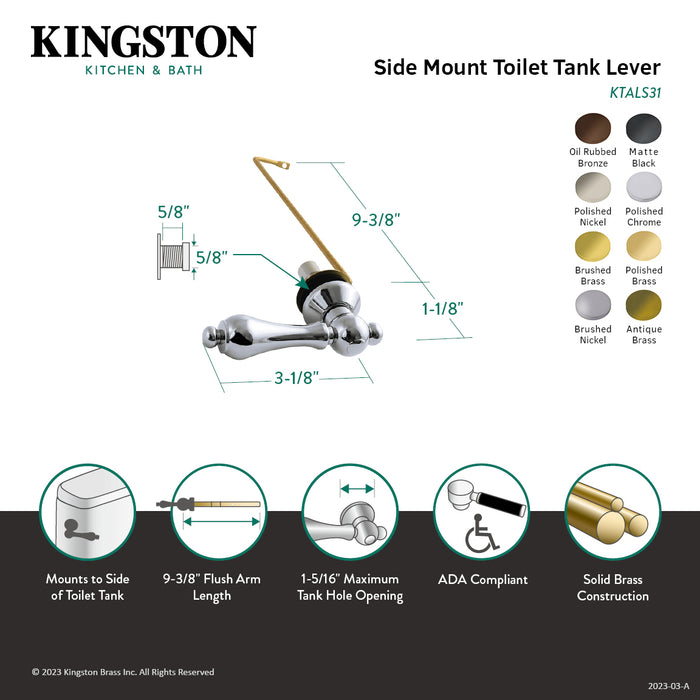 Restoration KTALS35 Side Mount Toilet Tank Lever, Oil Rubbed Bronze