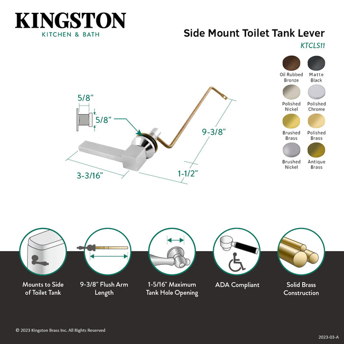 Claremont KTCLS13 Side Mount Toilet Tank Lever, Antique Brass