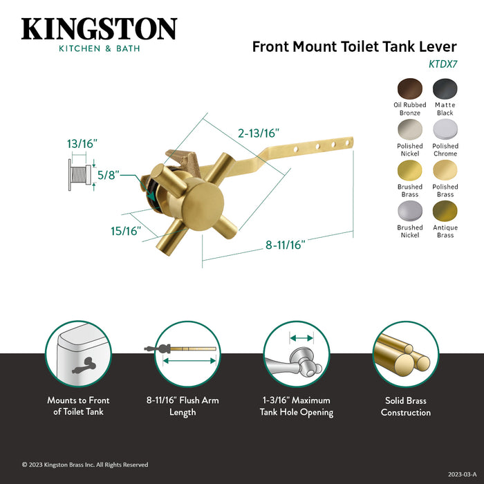 Concord KTDX7 Front Mount Toilet Tank Lever, Brushed Brass