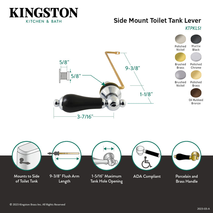 Duchess KTPKLS2 Side Mount Toilet Tank Lever, Polished Brass