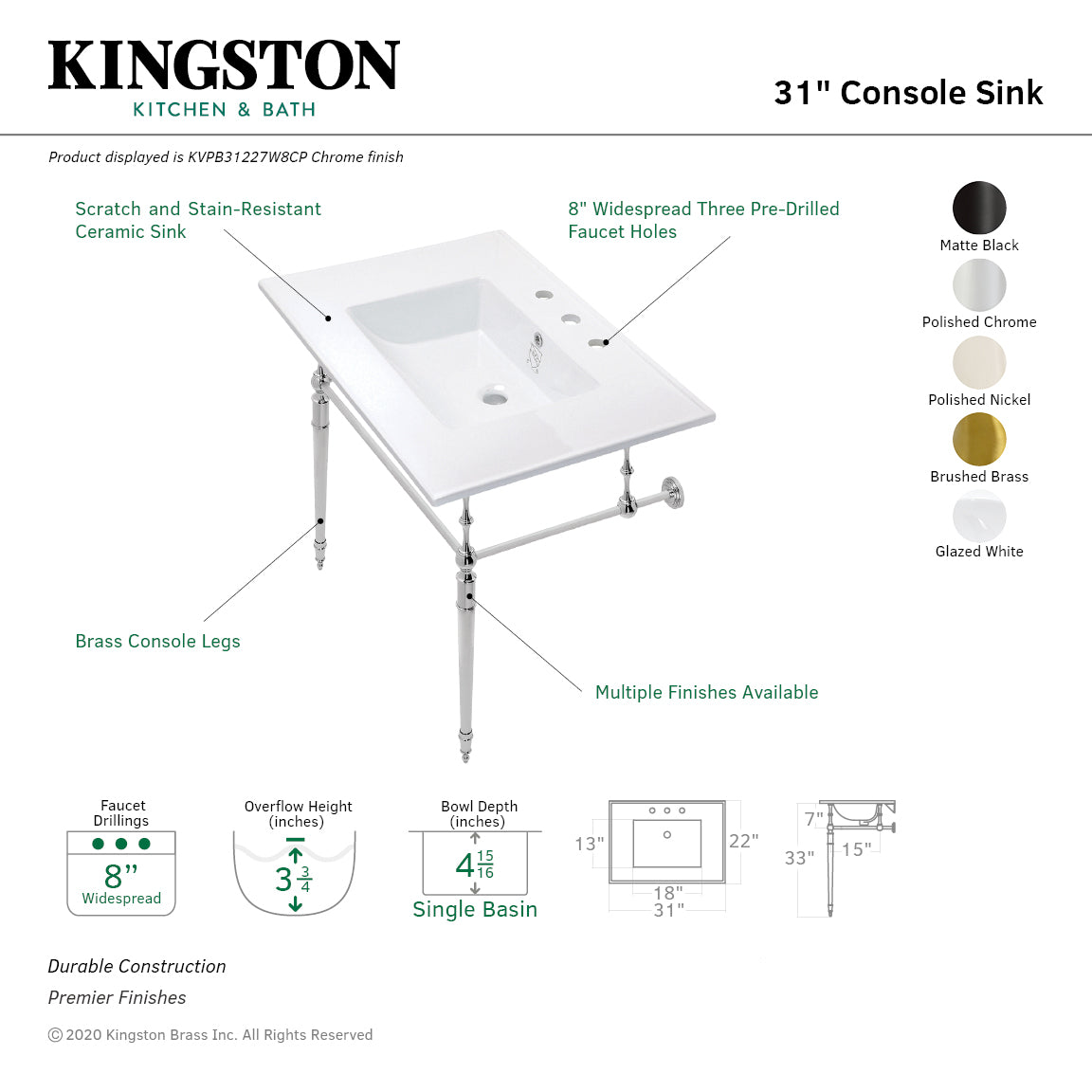 Kingston Brass KPK107P Trimscape Plumbing Supply Kit Combo