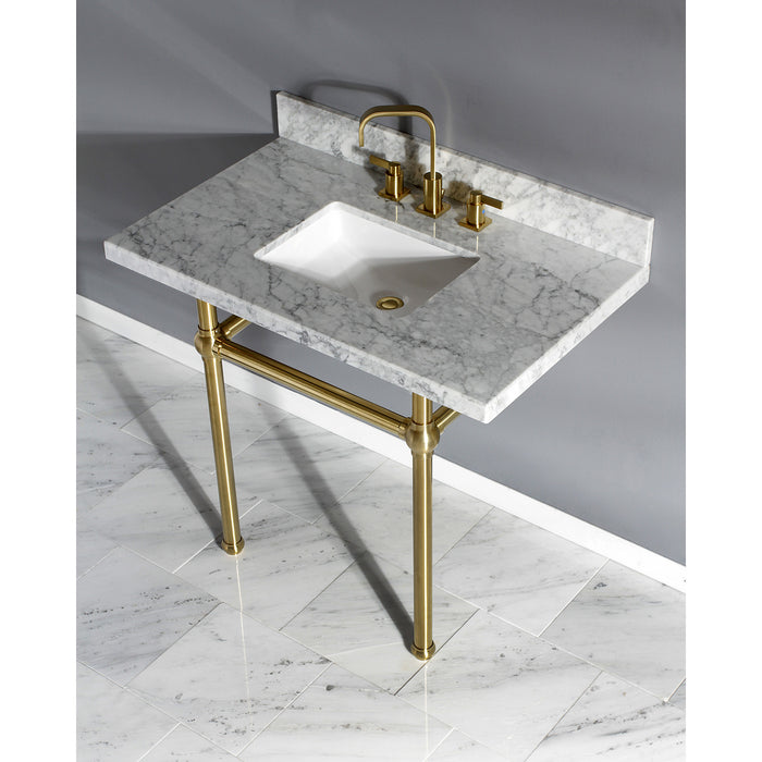 Kingston Brass Fauceture KVPB3630MBSQ7 36-Inch Marble Console Sink