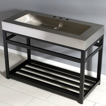 Kingston Commercial KVSP4922A0 49-Inch Stainless Steel Console Sink with Steel Base (8-Inch, 3-Hole), Brushed/Matte Black