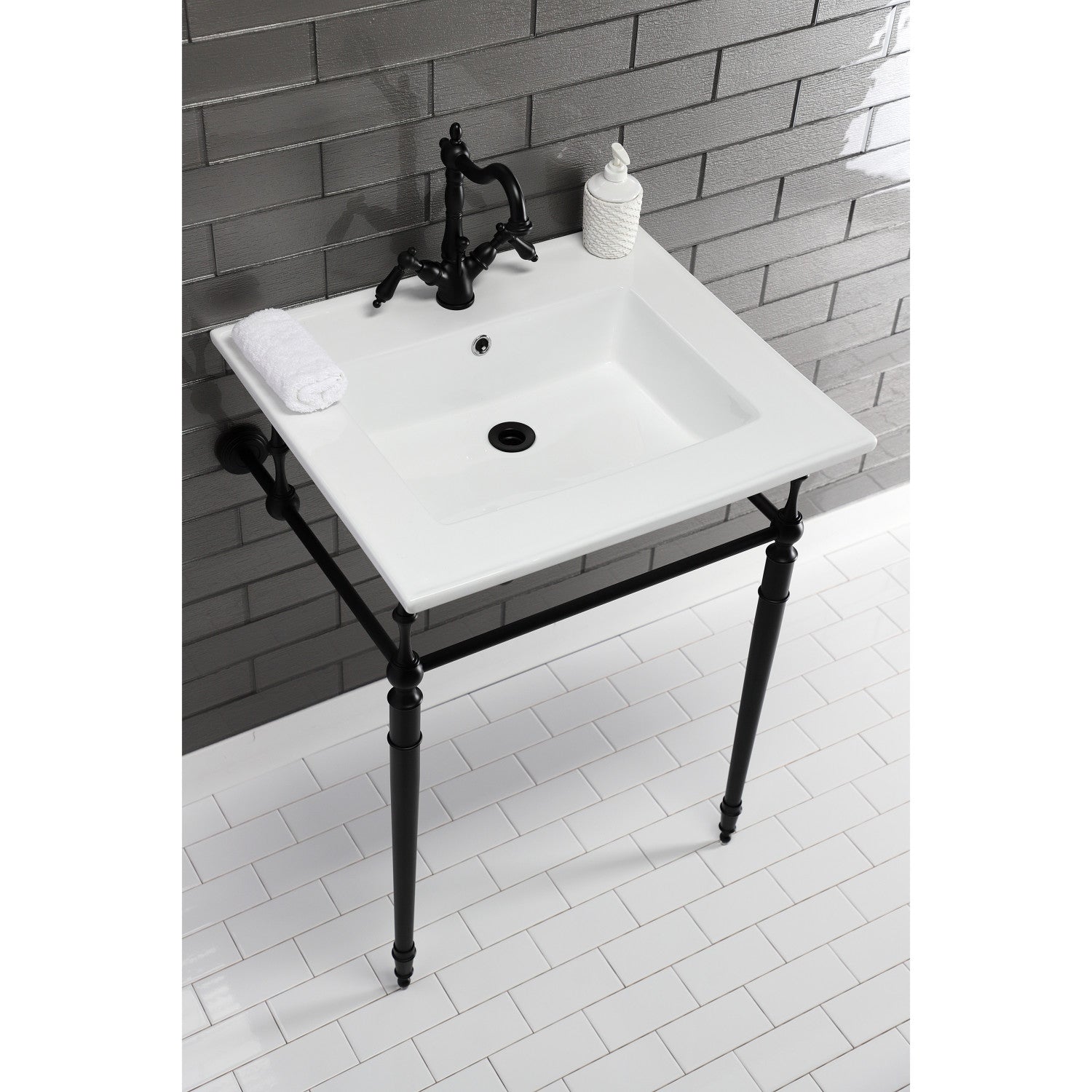 Classic 25” Basin and Metal Console Set, Luxury bathrooms, Crosswater  London