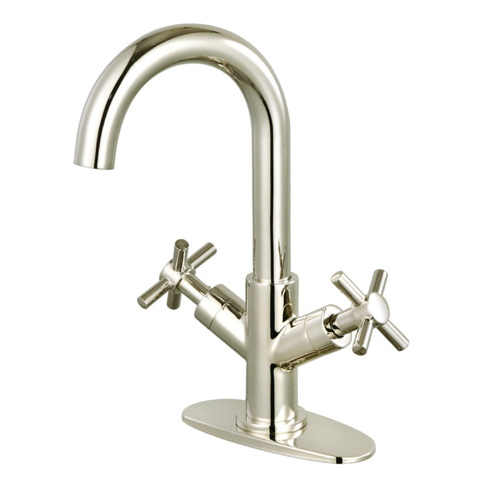 Concord LS845JXPN Two-Handle 1-Hole Bathroom Faucet with Deck Plate and Push Pop-Up Drain, Polished Nickel