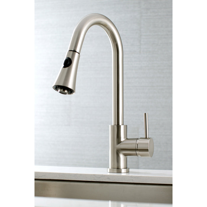 Kingston Brass GS8187DL Concord Pull-Down Sprayer Kitchen Faucet, Brushed  Brass