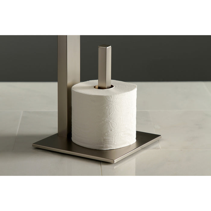 Acrylic and Polished Nickel Free Standing Toilet Paper Holder +