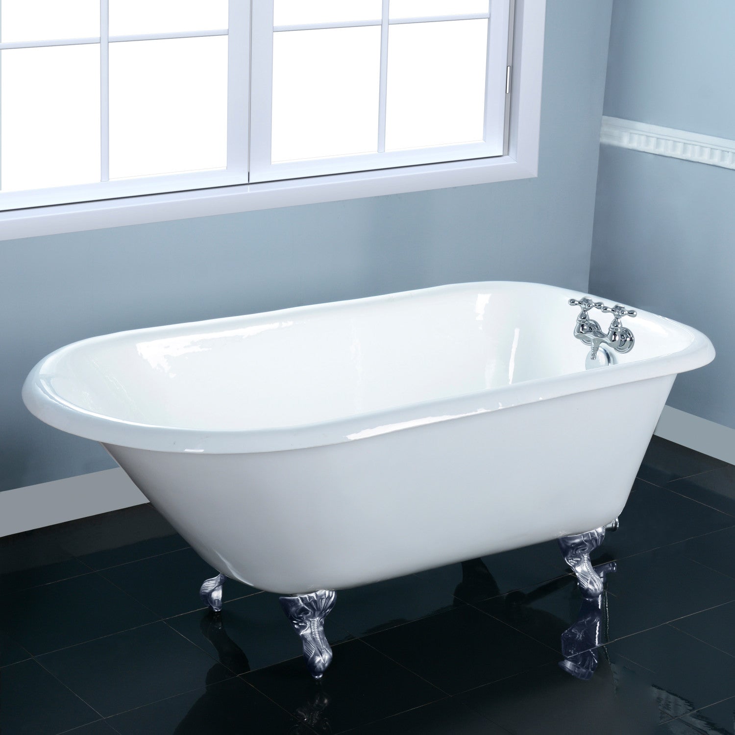 Kingston Brass Aqua Eden Roll VCT3D663019NT1 Clawfoot Tub Top Iron with Cast 66-Inch