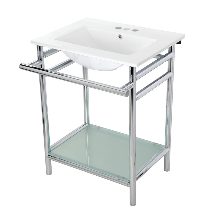 Fauceture VPB24187W41 24-Inch Ceramic Console Sink Set, White/Polished Chrome