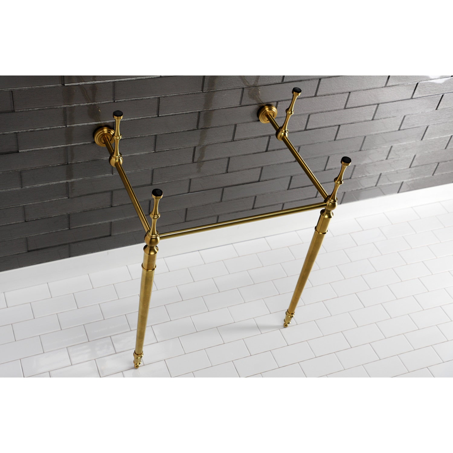 Kingston Brass Edwardian 30 in. Console Sink with Brass Legs (8 in., 3  Hole) in Marble White/Matte Black HKVPB3022M8SQ0 - The Home Depot