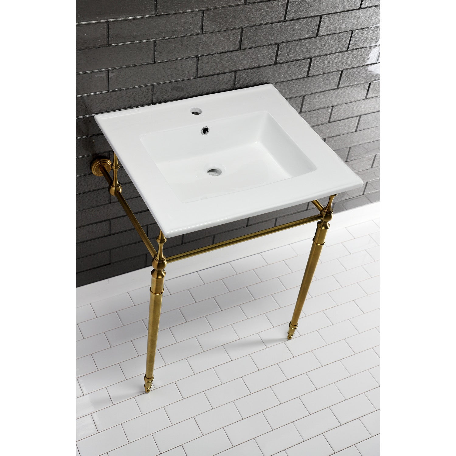 Edwardian VPB33227 Brass Console Sink Legs, Brushed Brass